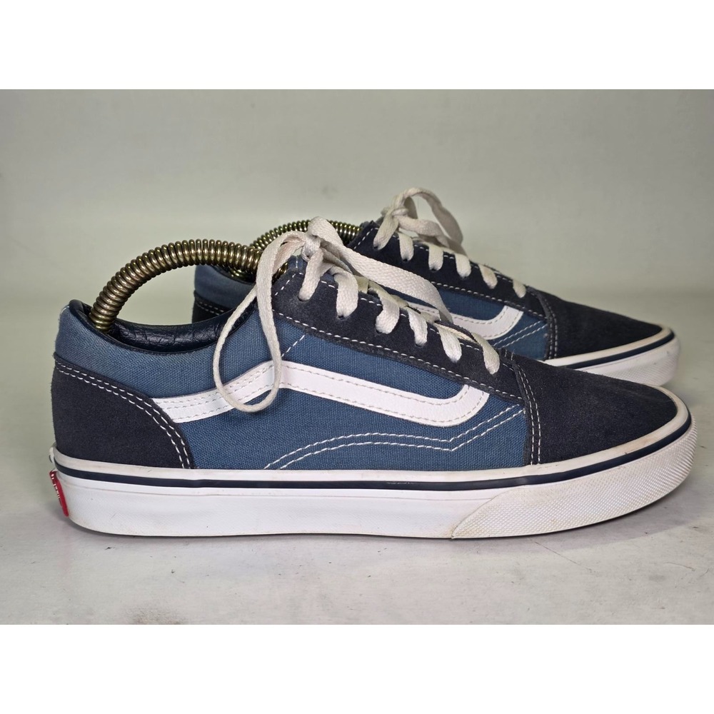 VANS Old Skool Juniors Sneakers Size 6 Navy Blue White Skate Suede Canvas Shoes‎